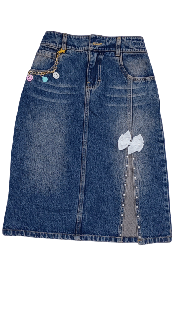 Falda verde Oxido Tienda Falda Denim con abertura al costado.