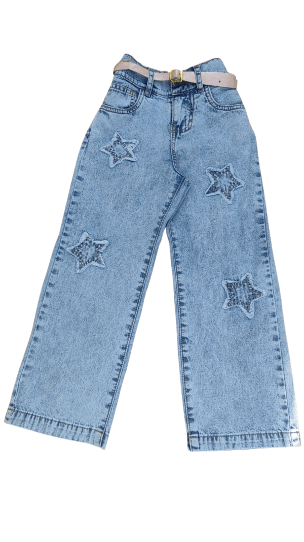 Pantalon Jean estrella claro. Pantalón Jean con detalle de estrella